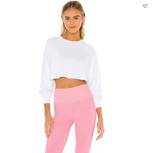 ALO Double Take Pullover - White Cropper Sweatshirt